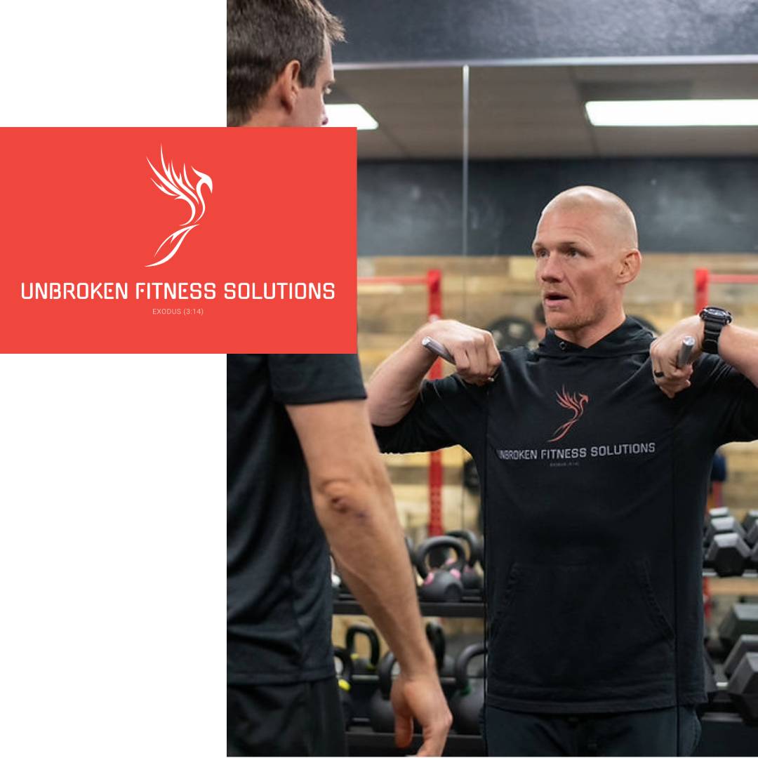 Unbroken Fitness Solutions branded hoodie in the gym